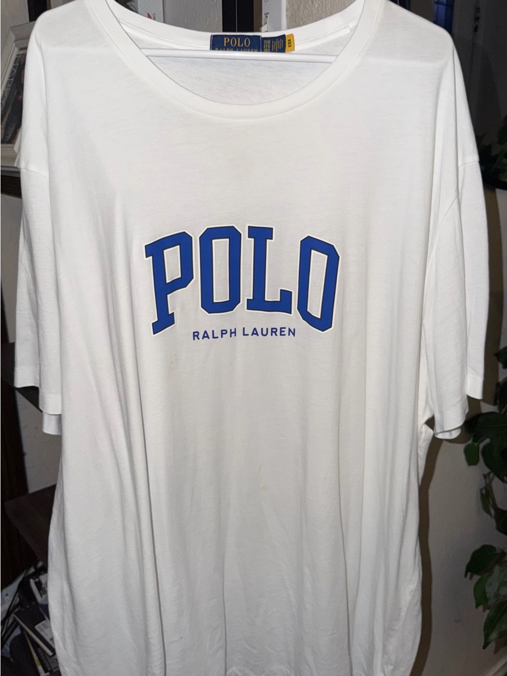 Ralph Lauren White Short Sleeve Tee with Blue POLO Graphic